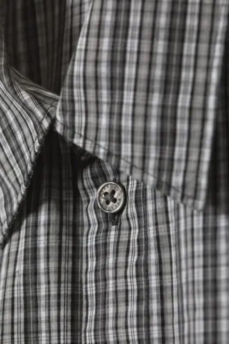 Cropped Short Sleeve Shirt – Black & White Check