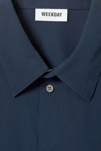 Cropped Short Sleeve Shirt – Dark Blue