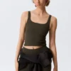Cropped Sports Top – Dark Brown