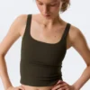 Cropped Sports Top – Dark Brown