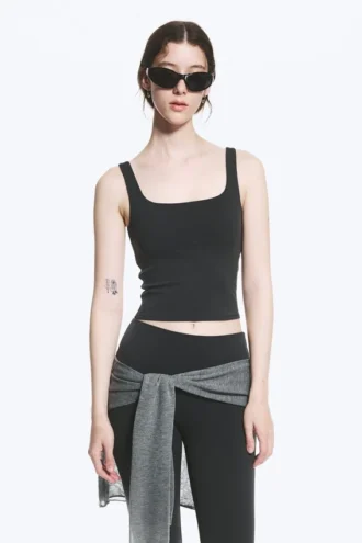Cropped Sports Top – Dark Grey
