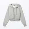 Cropped Zip Hoodie – Washed Light Grey