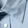 Cross-Buttoned Long-Sleeved Cotton Shirt – Light Blue
