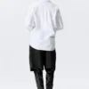 Cross-Buttoned Long-Sleeved Cotton Shirt – White