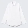 Cross-Buttoned Long-Sleeved Cotton Shirt – White