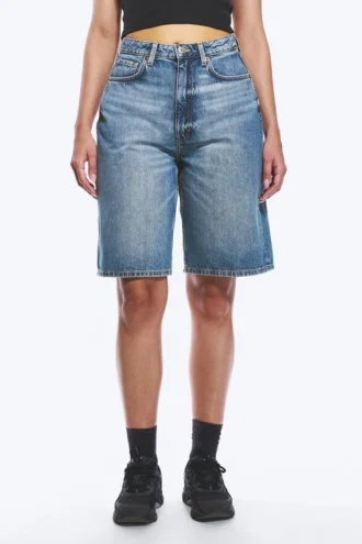 Curve High Waisted Wide Leg Denim Shorts – Blue Horses – Medium Blue