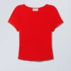 Curved Hem Fitted Modal T-Shirt – Red