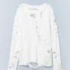 Cut-Out Long Sleeve T-Shirt – Off-White | Cheap Monday Gb