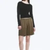 Deep Back Long-Sleeved Top – Black