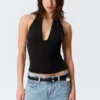 Deep Halterneck Top – Black