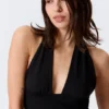 Deep Halterneck Top – Black