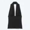 Deep Halterneck Top – Black