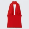 Deep Halterneck Top – Red