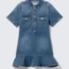 Denim Tunic Mini Dress – Sunset Blue – Dark Blue