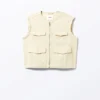 Detachable Sleeve Cotton Jacket – Light Dusty Beige