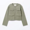 Detachable Sleeve Cotton Jacket – Light Dusty Khaki Green