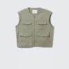 Detachable Sleeve Cotton Jacket – Light Dusty Khaki Green