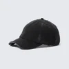 Distressed Cotton Canvas Baseball Cap – Cropped Black