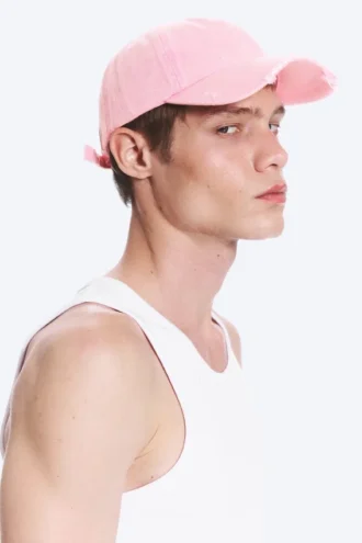 Distressed Cropped Cap – Light Pink