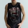 Distressed Printed Short-Sleeved T-Shirt – Dark Grey – Rock ‘N’ Roll