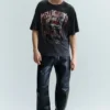 Distressed Printed Short-Sleeved T-Shirt – Dark Grey – Rock ‘N’ Roll