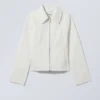 Distressed Twill Jacket – White