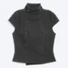 Double Breasted Cotton Top – Dark Grey