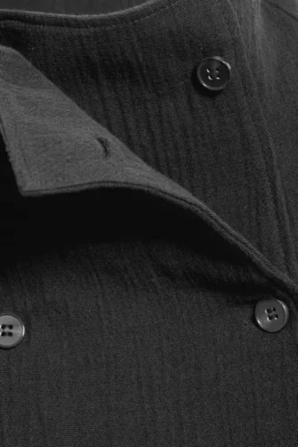 Double Breasted Cotton Top – Dark Grey