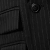 Double-Breasted Fitted Blazer – Black – Pinstriped