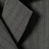 Double-Breasted Suiting Blazer – Striped Dark Grey Melange
