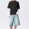 Double-Layered Cotton T-Shirt – Black & White