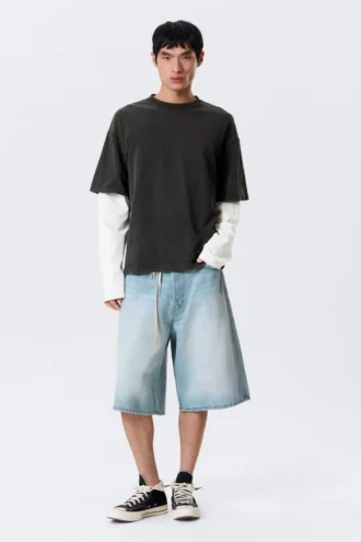 Double-Layered Cotton T-Shirt – Black & White