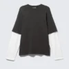 Double-Layered Cotton T-Shirt – Black & White