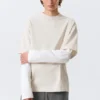 Double-Layered Cotton T-Shirt – Light Beige & White