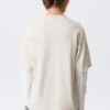 Double-Layered Cotton T-Shirt – Light Beige & White