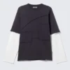 Double Layered Panelled T-Shirt – Black & White