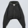 Double-Layered Standard Zip Hoodie – Black