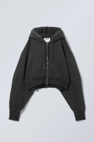 Double-Layered Standard Zip Hoodie – Black