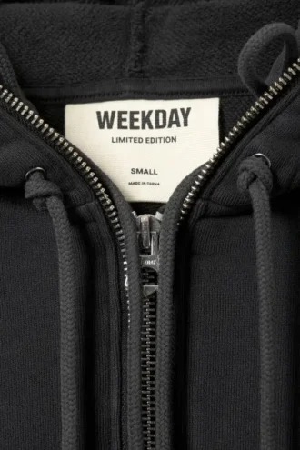 Double-Layered Standard Zip Hoodie – Black