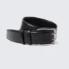 Double Prong Faux Leather Belt – Black