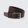 Double Prong Faux Leather Belt – Dark Brown