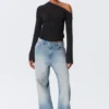 Drape Asymmetric Lyocell Top – Black