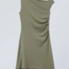 Drape Mini Dress – Dusty Khaki Green