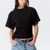 Draped Fitted T-Shirt – Black