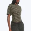 Draped Fitted T-Shirt – Dark Grey Stripe