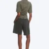 Draped Fitted T-Shirt – Dark Grey Stripe