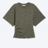 Draped Fitted T-Shirt – Dark Grey Stripe