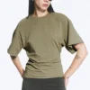 Draped Fitted T-Shirt – Dusty Khaki Green