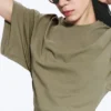 Draped Fitted T-Shirt – Dusty Khaki Green