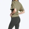 Draped Fitted T-Shirt – Dusty Khaki Green